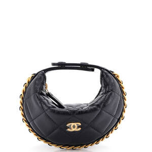 Chanel Extra Mini Chain Around Hobo Pouch Quilted Lambskin